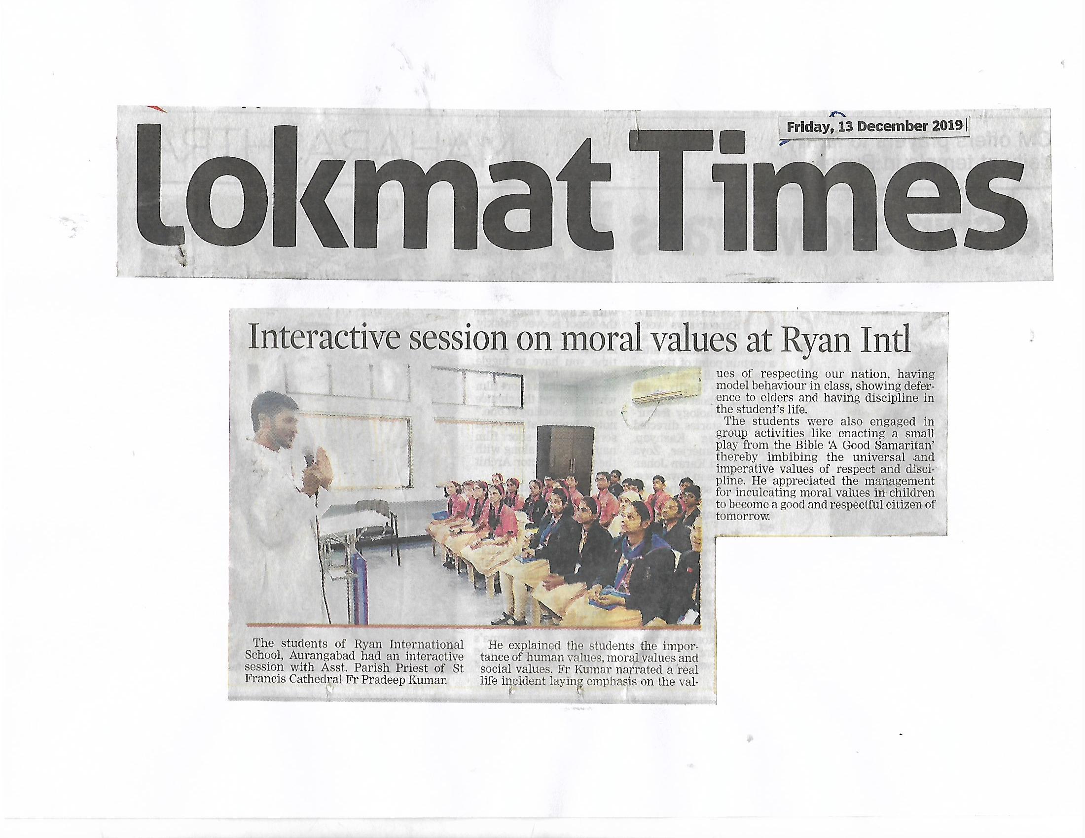 Interactive Session with Pastor' - Ryan International School, Aurangabad